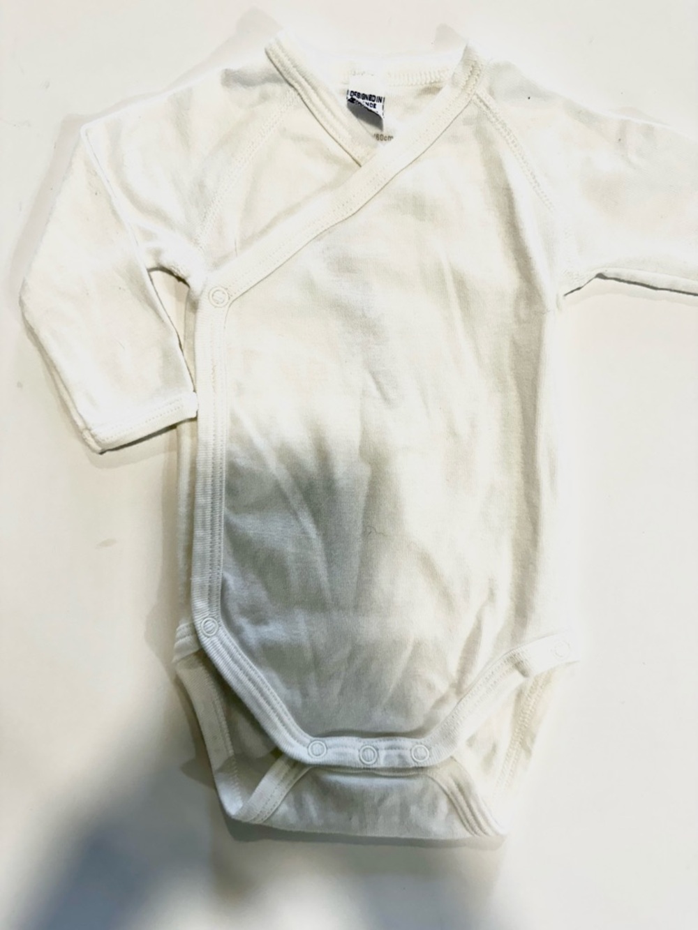Petit Bateau Cream Long-Sleeve Wrap One-Piece Bodysuit